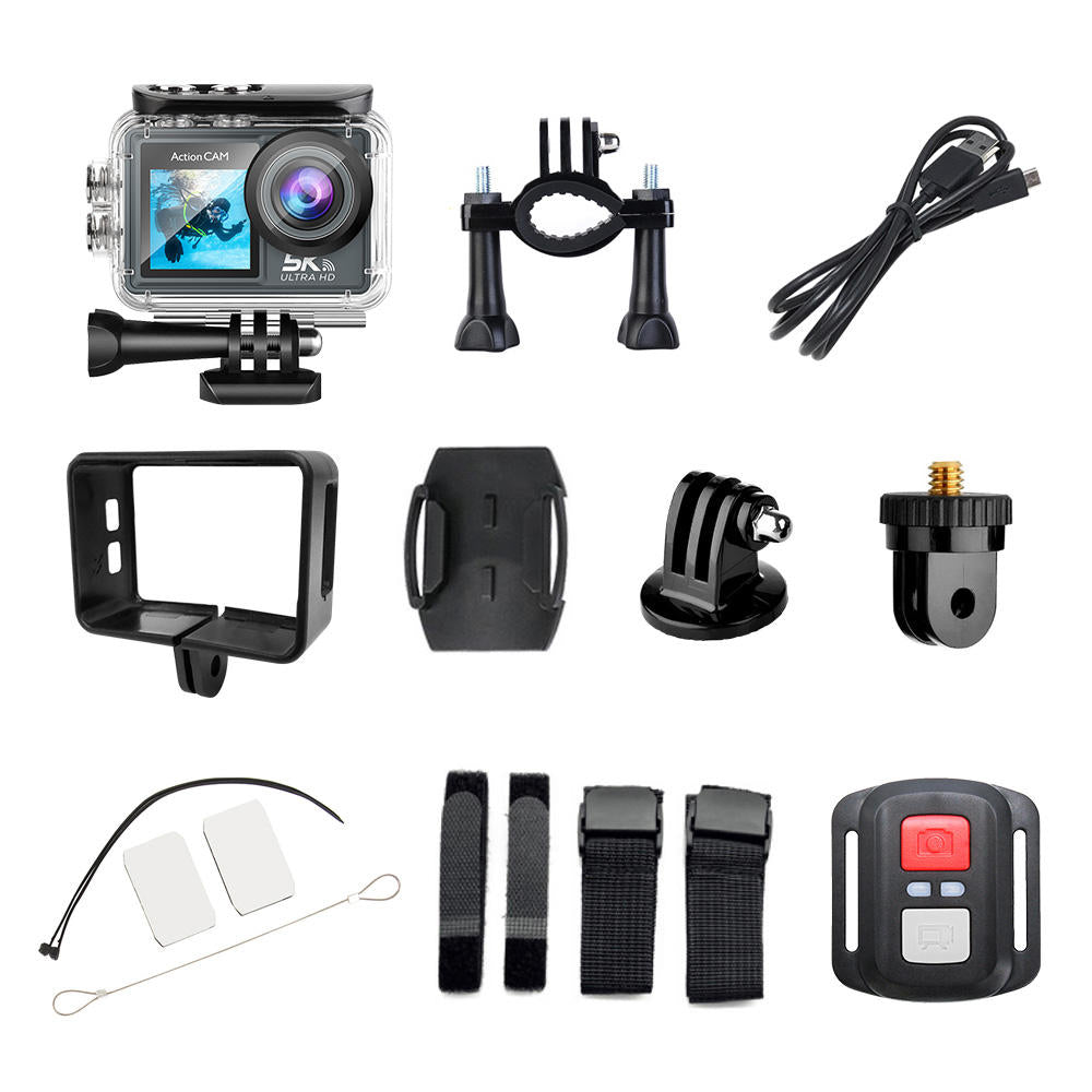 AUSHA 5k Action Camera with 30fps with EIS , Wifi, Dual Screen