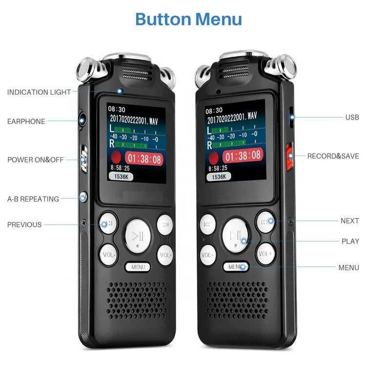 Digital Audio Recorder- with 3 Microphones & 128GB Memory