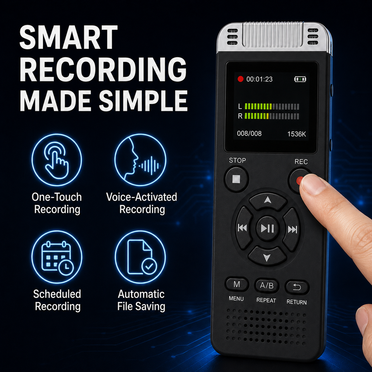 AUSHA Digital Voice Recorder-32GB Storage & 80 Hours Battery Life