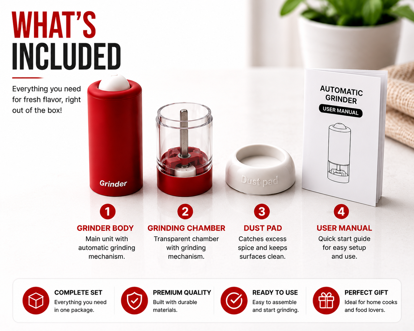 AUSHA Automatic Electric Salt & Pepper Grinder