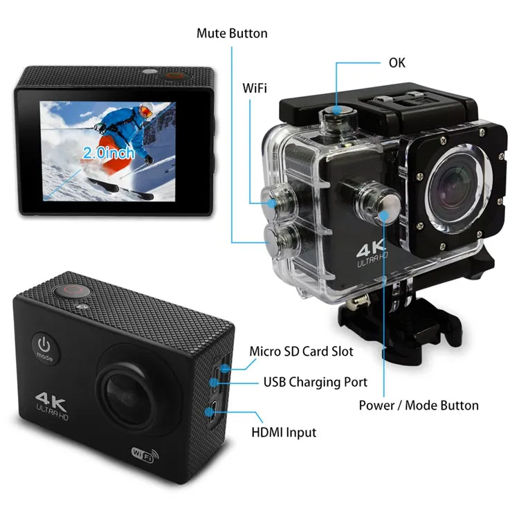4k Action Camera 30fps With Wifi, Accessories