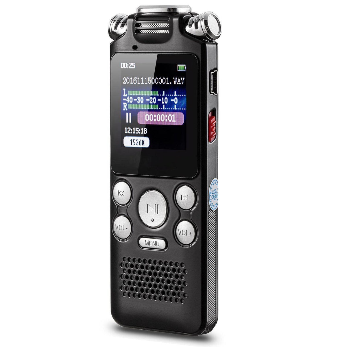 Digital Audio Recorder- with 3 Microphones & 128GB Memory