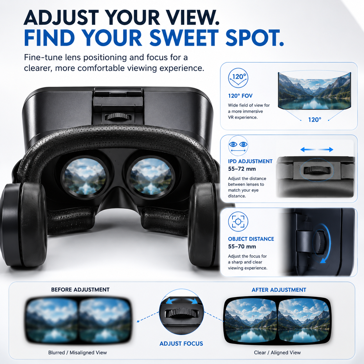AUSHA Virtual Reality Glasses with Headphones