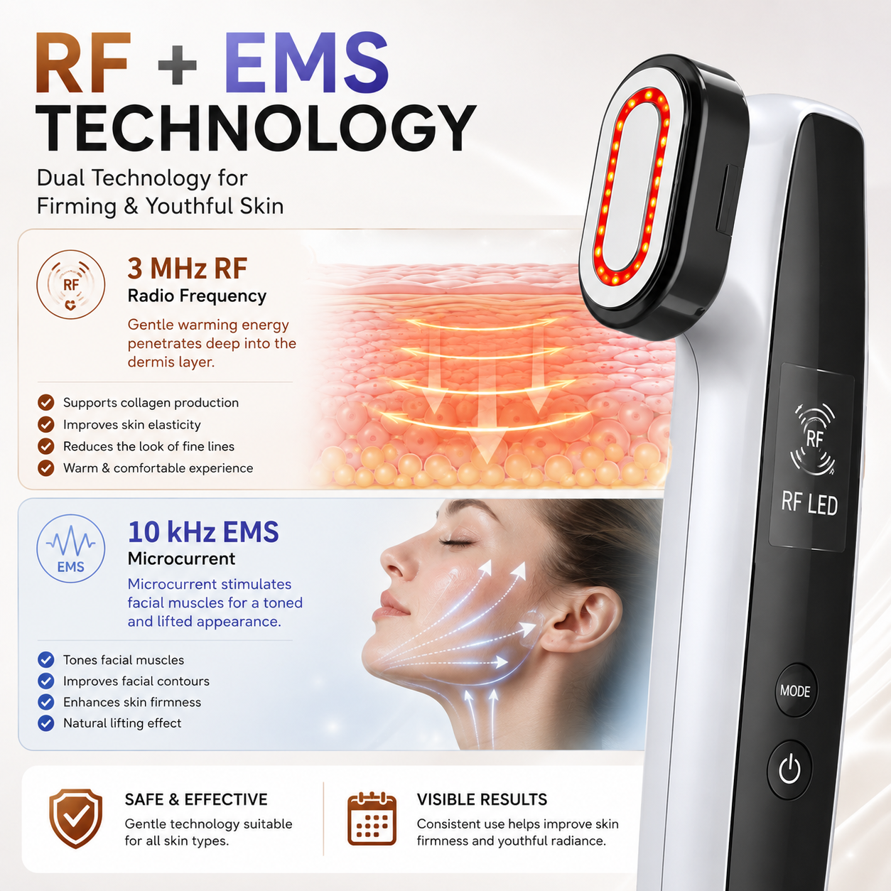 AUSHA RF EMS LED Facial Beauty Device