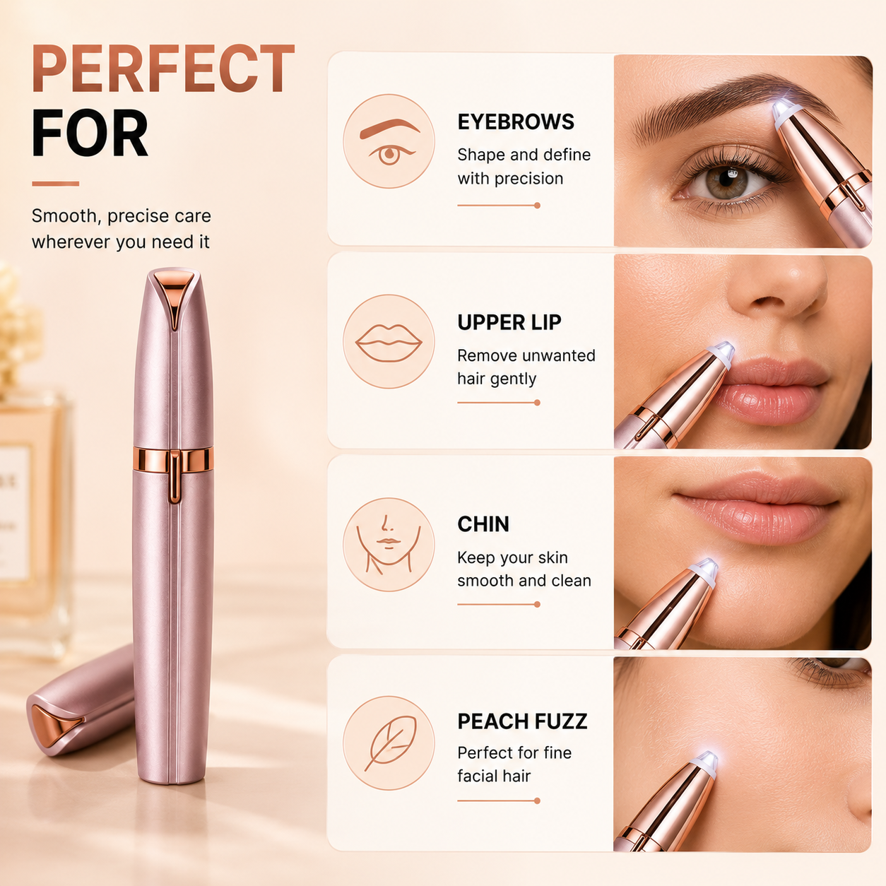 AUSHA USB Rechargeable Eyebrow Trimmer for Women