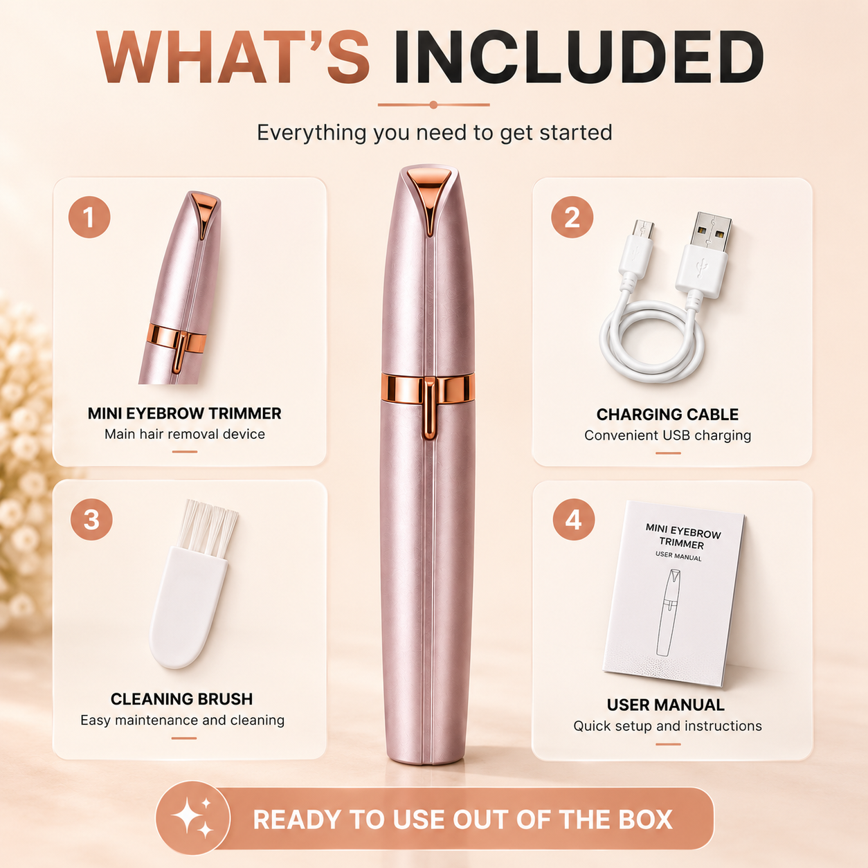 AUSHA USB Rechargeable Eyebrow Trimmer for Women