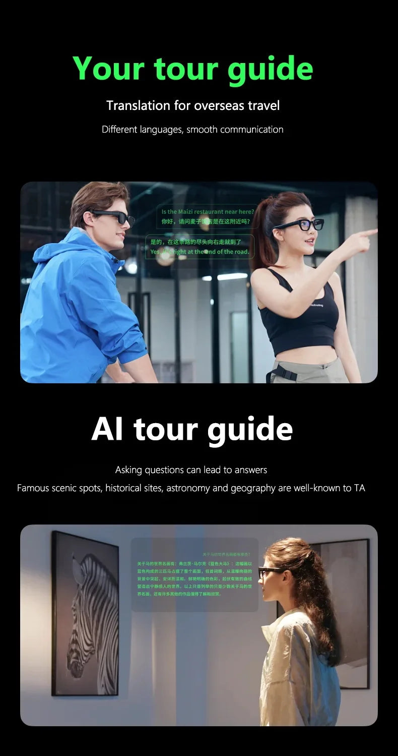 AI Smart AR Glasses – Real-Time Translation, Navigation, Music & AI Assistant