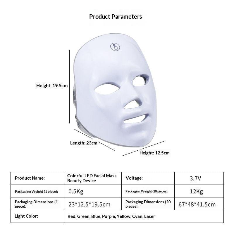 AUSHA 7 Color LED Light Therapy Facial Mask