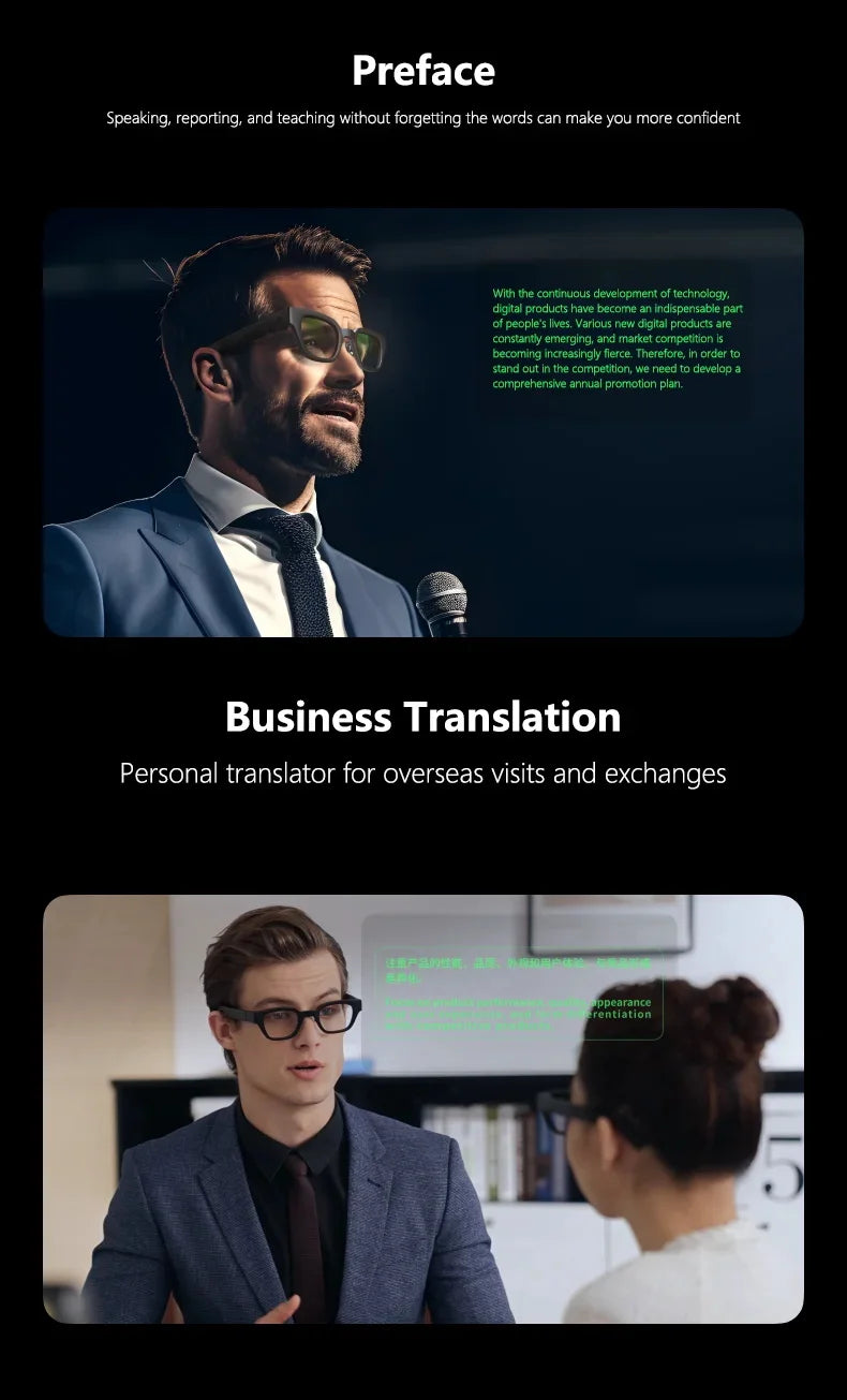 AI Smart AR Glasses – Real-Time Translation, Navigation, Music & AI Assistant
