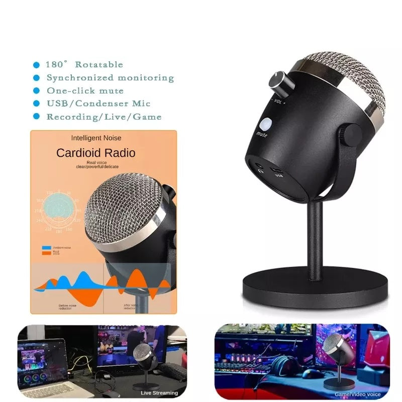 USB Condenser Microphone Intelligent Noise Reduction