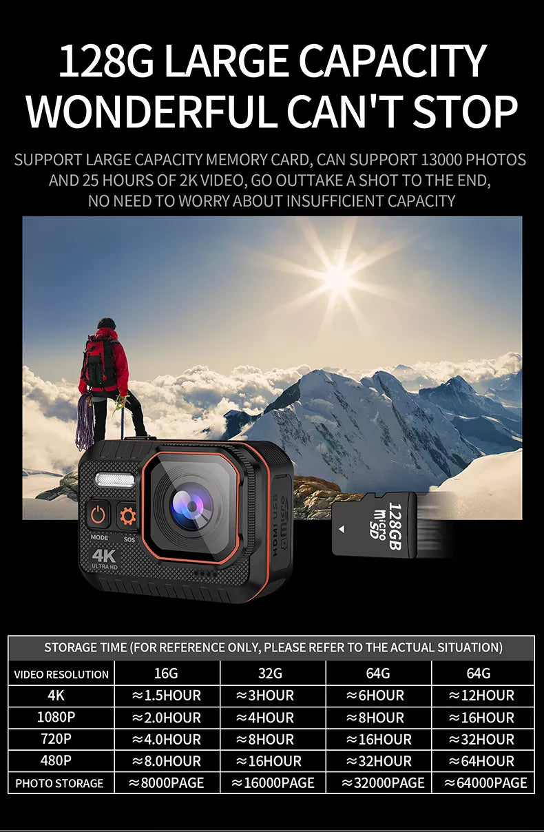 4k Action Camera 60fps with EIS Stabilization, Remote Control, WiFi