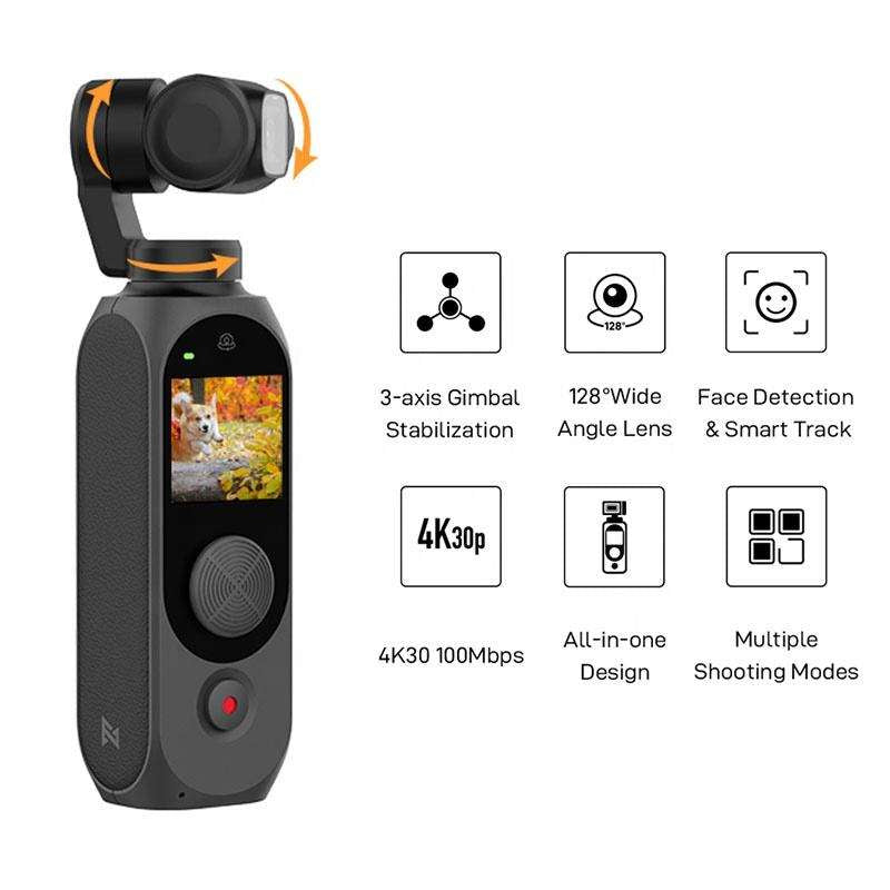 Handheld 3-Axis Gimbal Action Camera