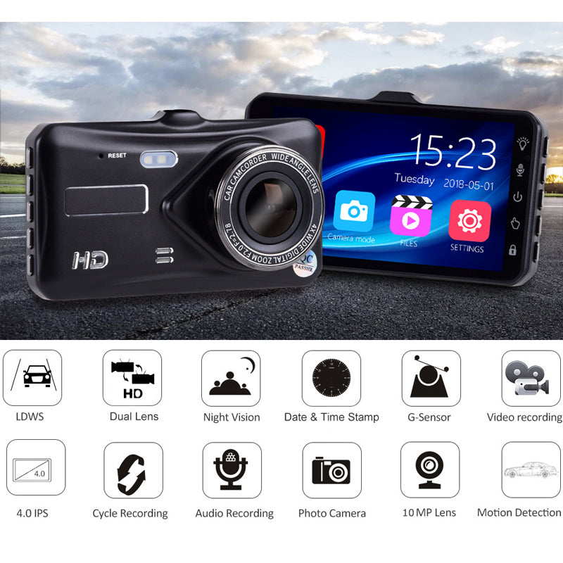 Full HD Touch Screen Car Dual Dash Camera (Front & Rear)