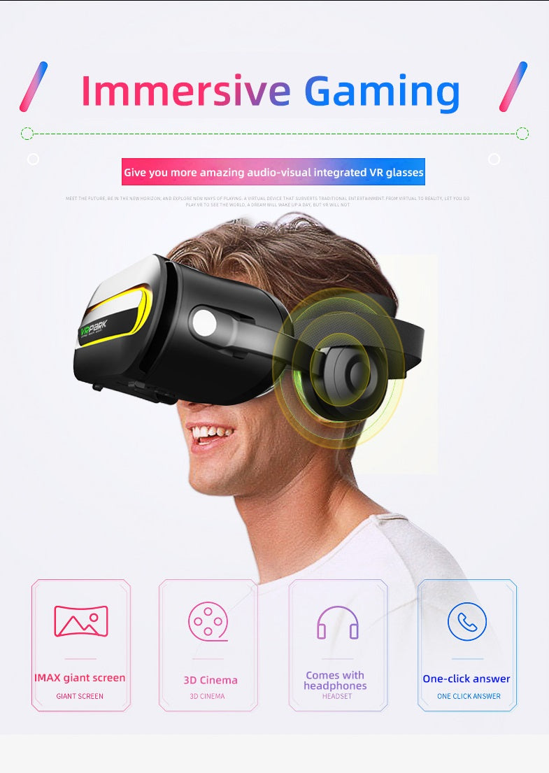 VRPARK VR Headset with Headphones and Bluetooth Remote Controller