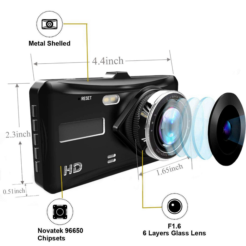 Full HD Touch Screen Car Dual Dash Camera (Front & Rear)