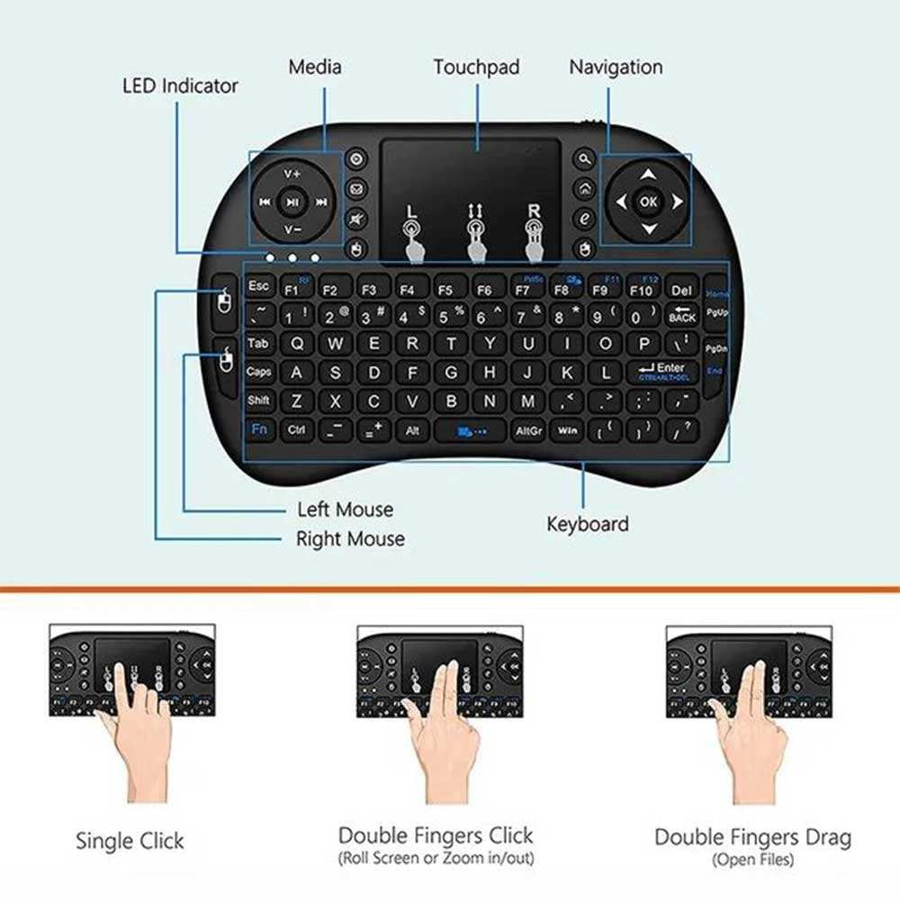 Wireless Mini Keyboard with Touchpad and LED Backlight
