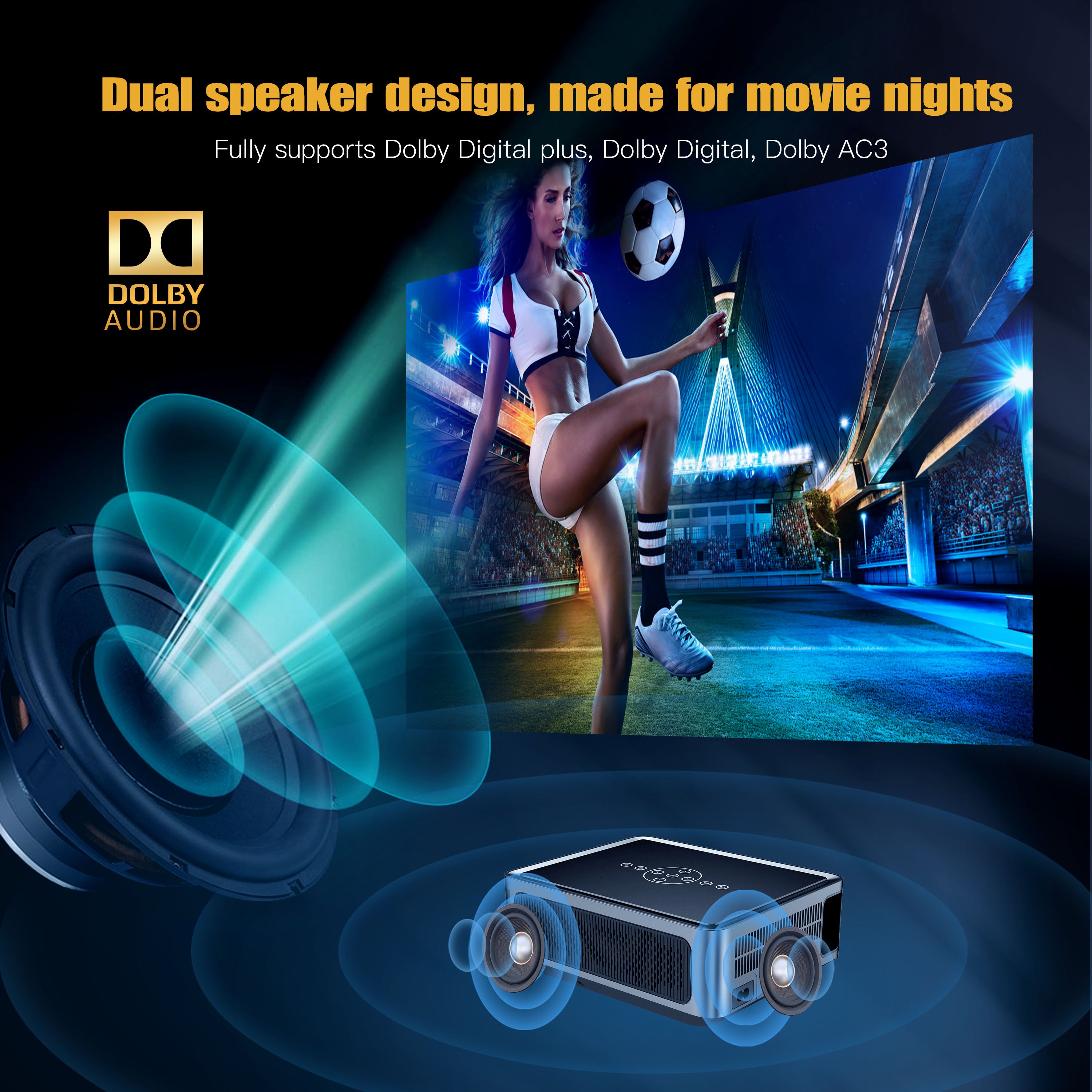 Android Led Auto Focus Projector with 4K 8K Support & Dolby Audio