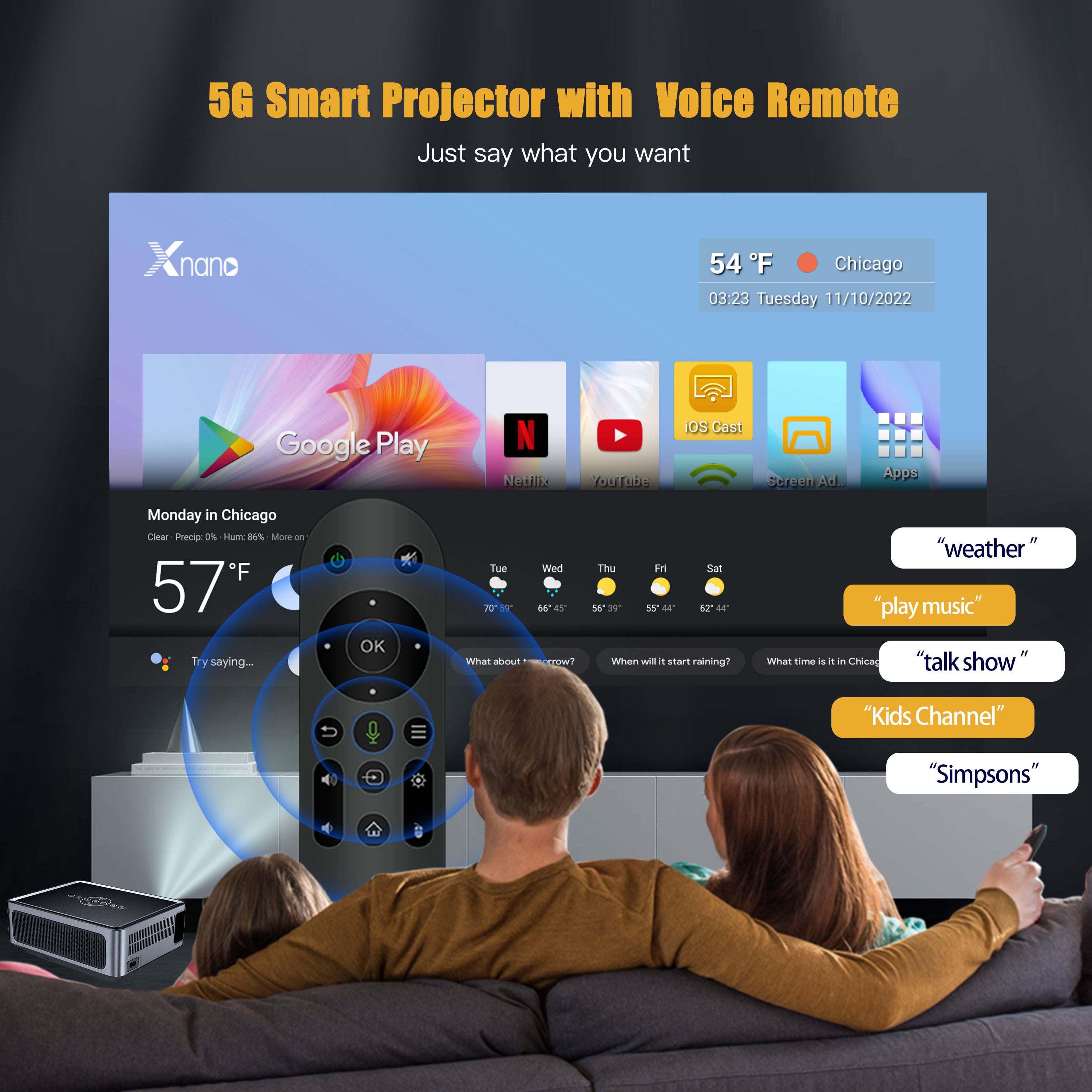 Android Led Auto Focus Projector with 4K 8K Support & Dolby Audio