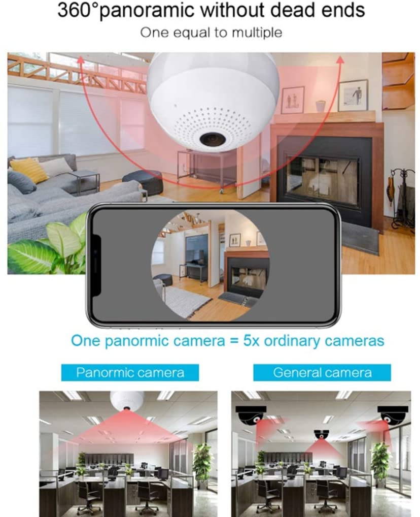 1080P Bulb WiFi Fish-Eye Security Camera