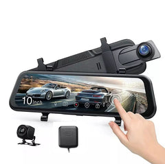 10 inch 4K Front and 1080P Rear View Touchscreen Mirror Dash Cam